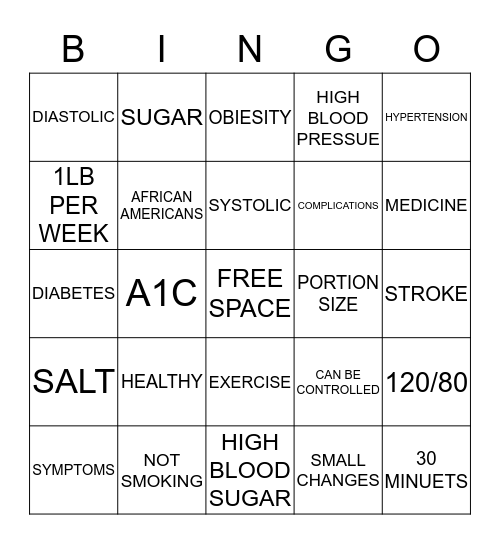 GOOD HEALTH Bingo Card
