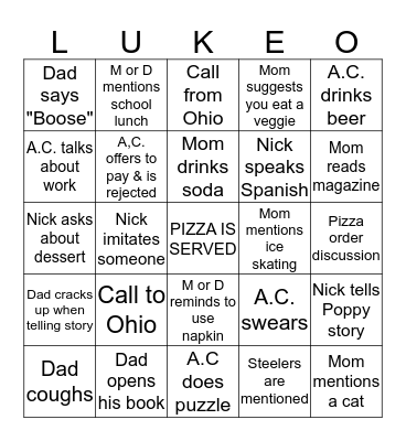 Amarel Superbowl Party 2020 Bingo Card