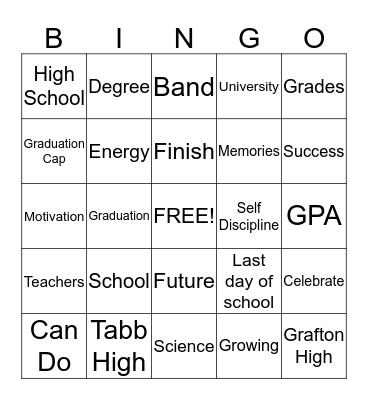 Melissa & Molly Graduation Bingo Card