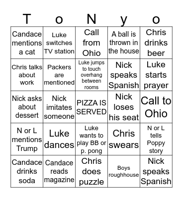 Amarel Superbowl Party 2020 Bingo Card