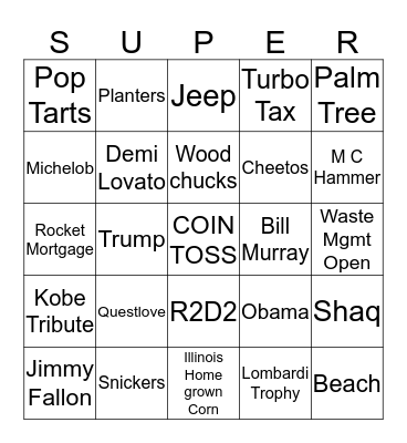 Super Bowl Bingo Card