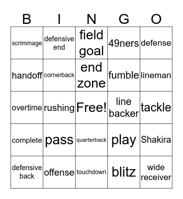 Football Bingo Card