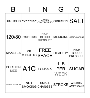 GOOD HEALTH Bingo Card