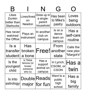 Get-to-know-you Bingo!! Bingo Card