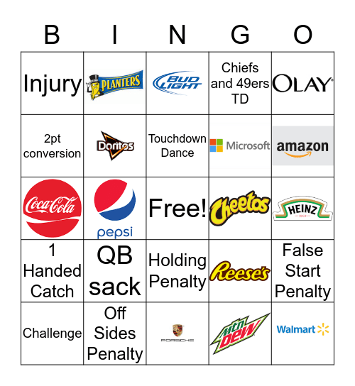 Superbowl 54 BINGO Card