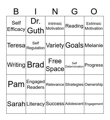 Literacy Motivation Bingo Card