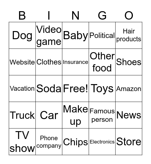 Commercial bingo Card