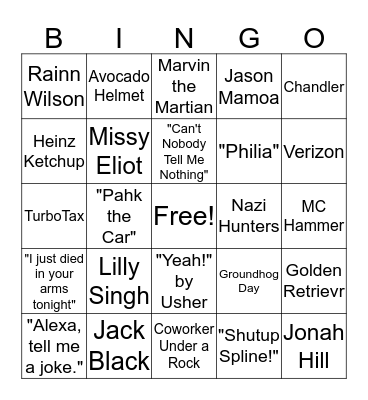 Superbowl LIV Commercial BINGO Card