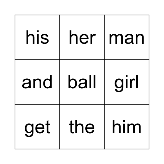 Sight Word Bingo Level 2 Bingo Card