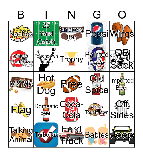 Super Bowl 2020 Bingo Card