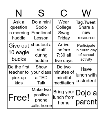 National School Counselor Week  Bingo Card