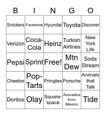 Super Bowl LIV!! Bingo Card