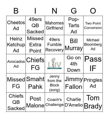 SUPER BOWL BINGO Card