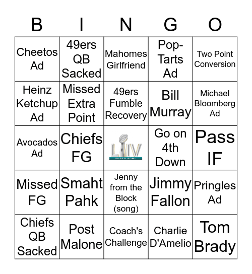 SUPER BOWL BINGO Card