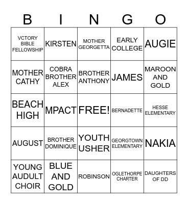 MPACT GRADS Bingo Card