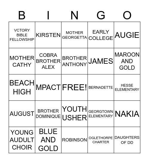MPACT GRADS Bingo Card