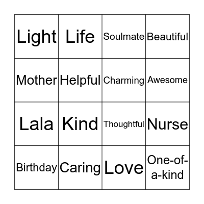 Chona's Birthday Bingo Card