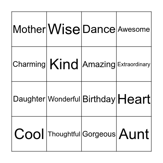 Chona's Birthday Bingo Card