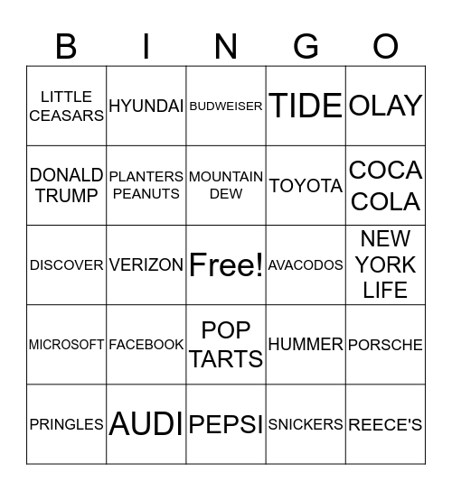 SUPER BOWL BINGO  Bingo Card