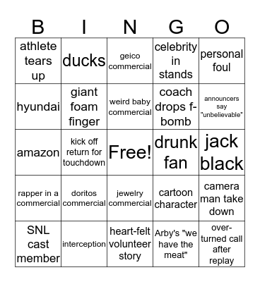 SuperBowl 54- Go Chiefs! Bingo Card