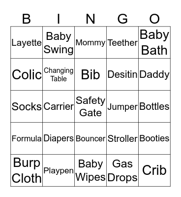 Baby Bingo Card