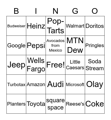 Super bowl 2020 Bingo Card