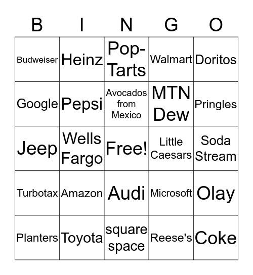 Super bowl 2020 Bingo Card