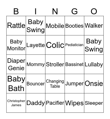 Baby Bingo Card