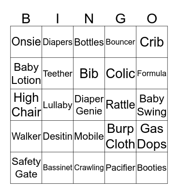 Baby Bingo Card