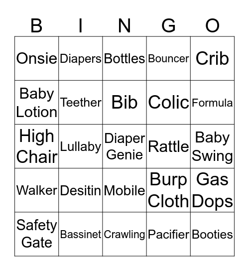 Baby Bingo Card