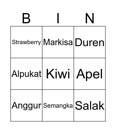 Bingo quickie Bingo Card