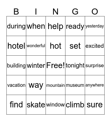 Unit 10 - 1st grade Bingo Card