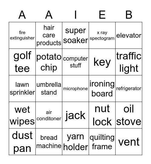 AAIEB Bingo Card