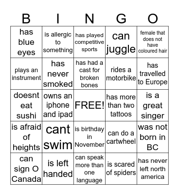 Tara's 40th birthday party bingo Card
