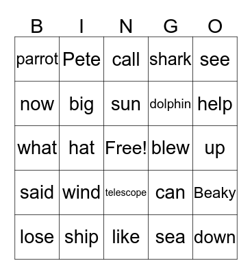 Pete loses his hat Bingo Card