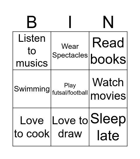 HUMAN BINGO! Bingo Card