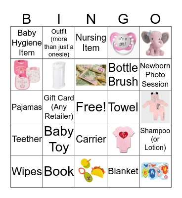 Gifts for Baby Ella BINGO Card