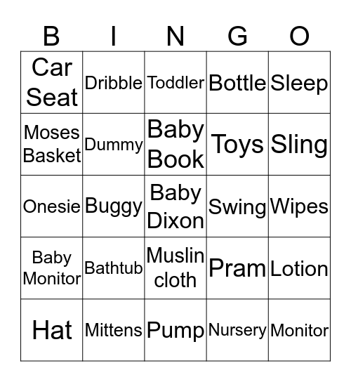 BABY BINGO!  Bingo Card