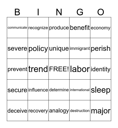 Workshops 1-4 Bingo Card