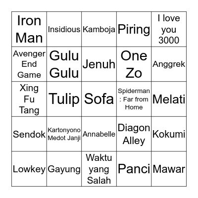Keyza Bingo Card