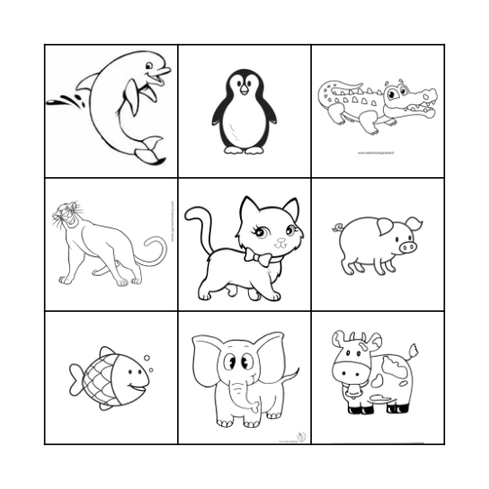 GLI ANIMALI Bingo Card