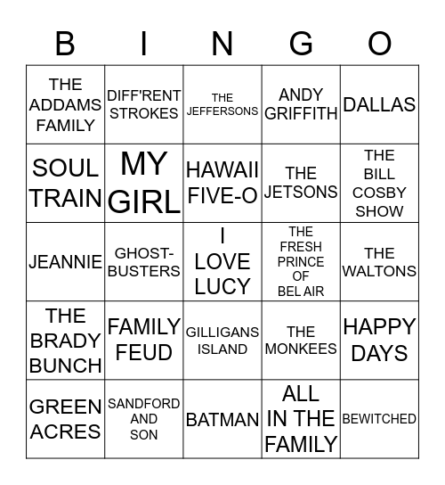 TV BINGO Card