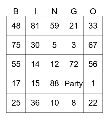 Ja'Mya's  BirthDay Bingo Card