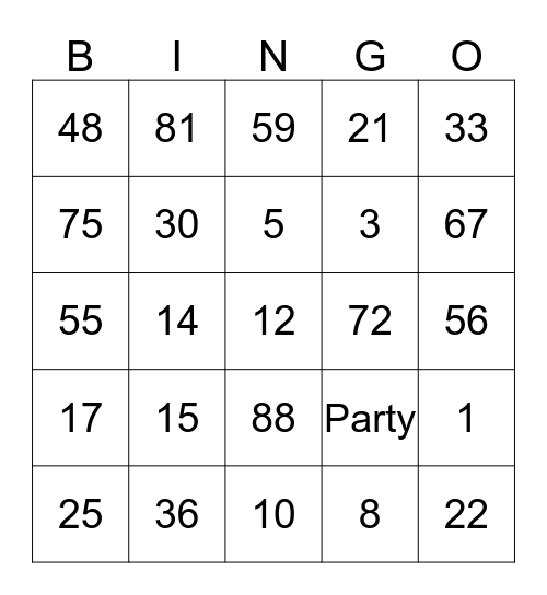 Ja'Mya's  BirthDay Bingo Card