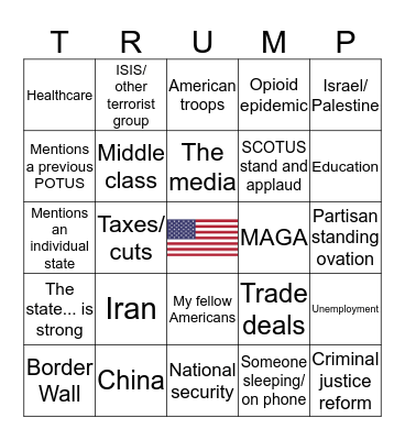 SOTU 2020 #1 Bingo Card