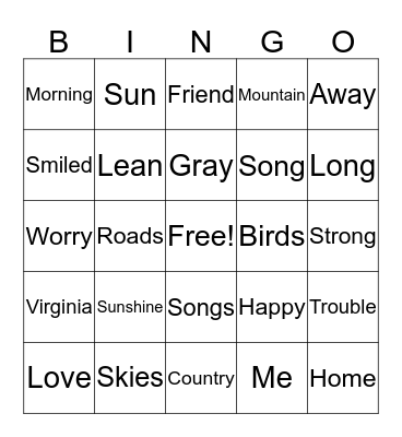 MUSIC BINGO Card