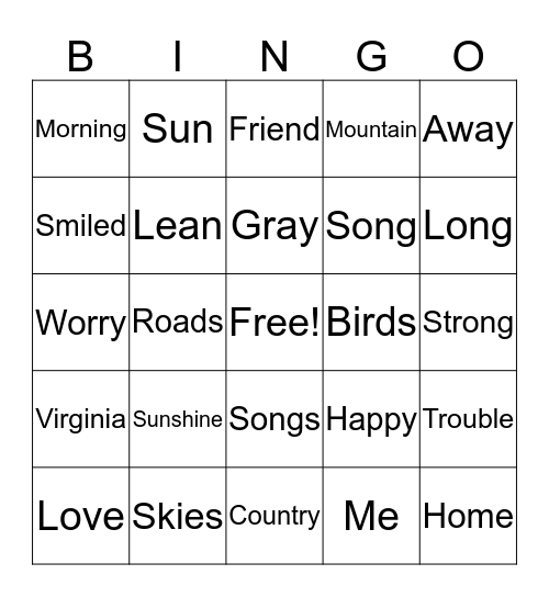 MUSIC BINGO Card