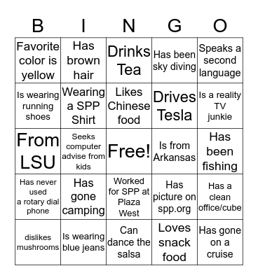 Engineering Event Human Bingo Card
