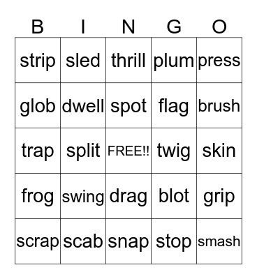 Beginning Blend Bingo Card
