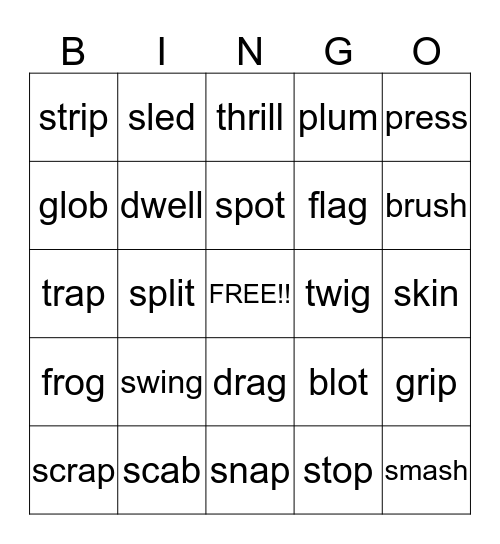 Beginning Blend Bingo Card